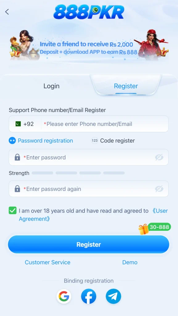 888PKR Game Register Account